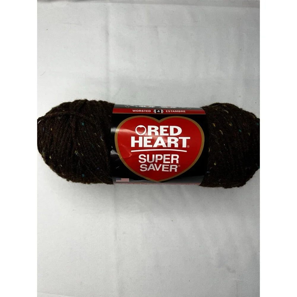 Red Heart Super Saver Coffee Fleck 4365 Yarn Brown Tweed Discontinued